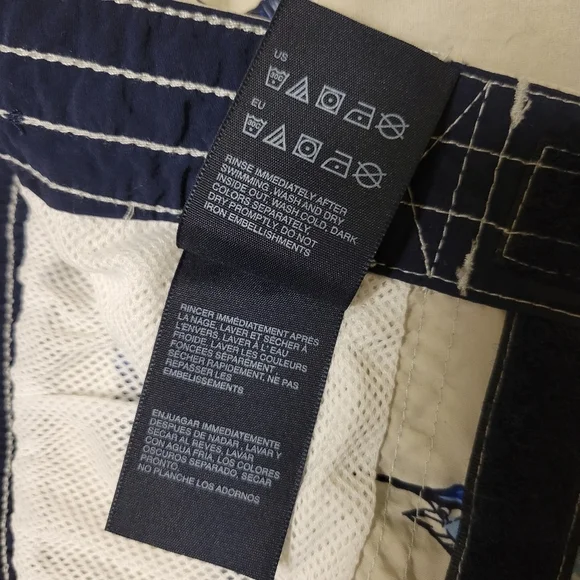 Tommy hilfiger men sharks fish print Blue Tan swim Trunk Swim shorts Size M - Picture 13 of 14